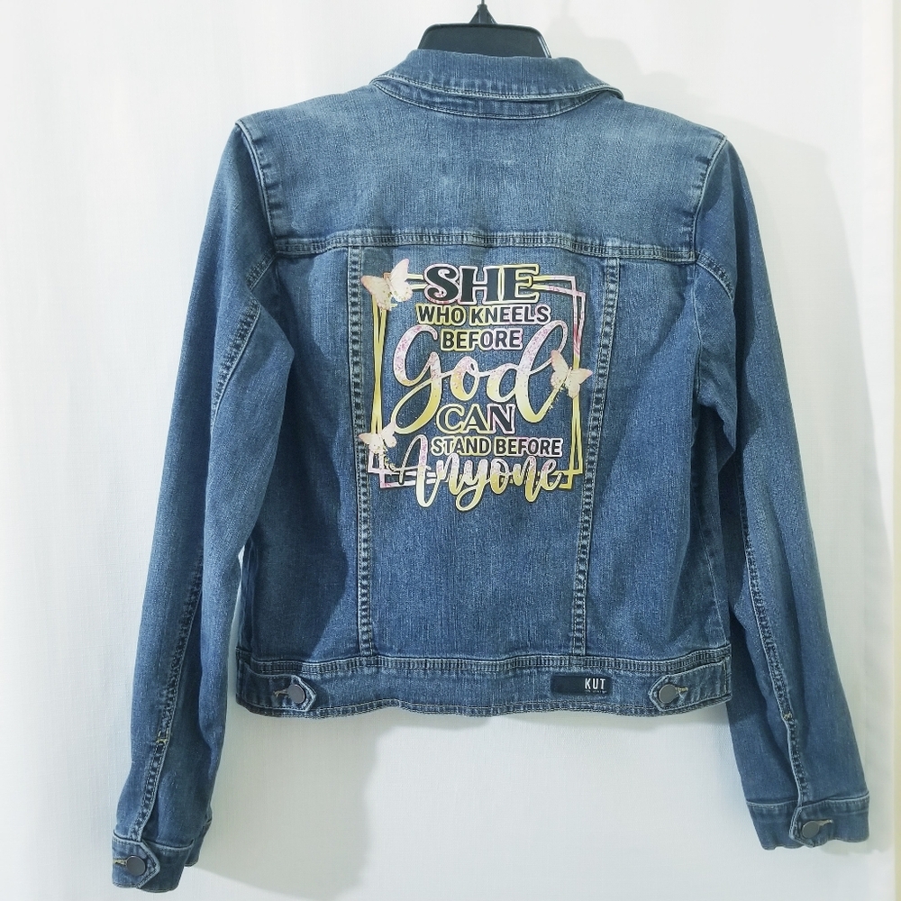 Upcycled jean jacket , Sharing Your Faith.